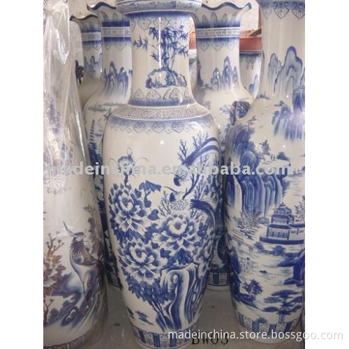 Big Blue And White Ceramic And Porcelain Vase (36", 48", 52", 62", 72")